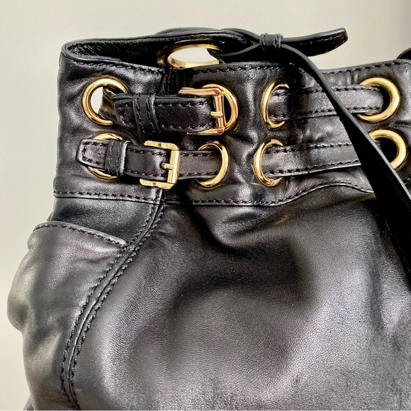 Michael Kors Black Soft Leather, Gold Hardware Shoulder Bag - Picture 3 of 14